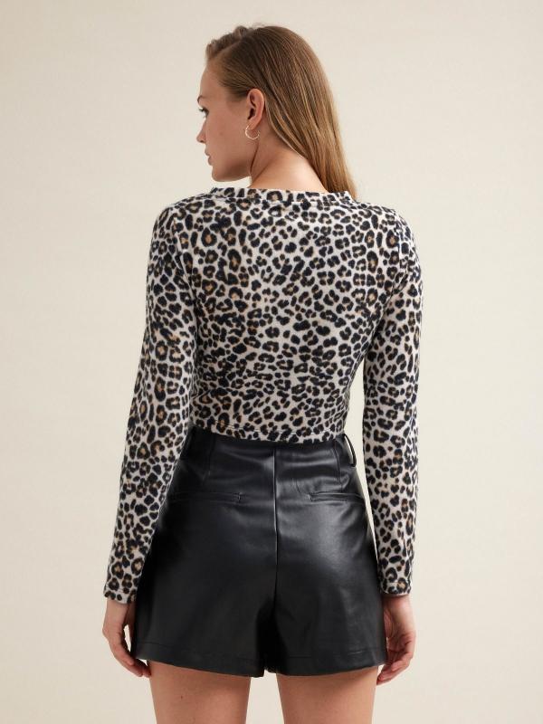In Side Camiseta Crop Animal Print
