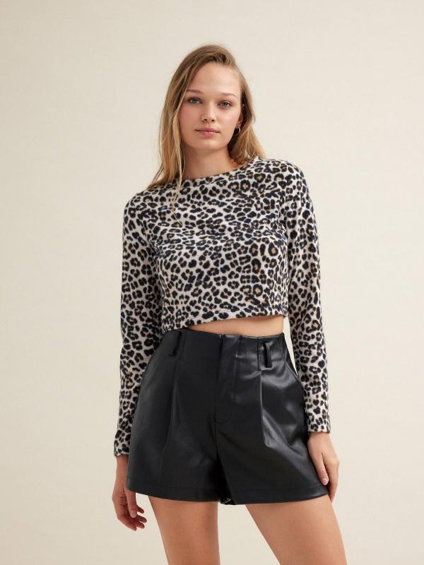 In side Camiseta crop animal print