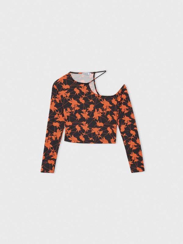 In Side Camiseta Crop Asimétrica Print