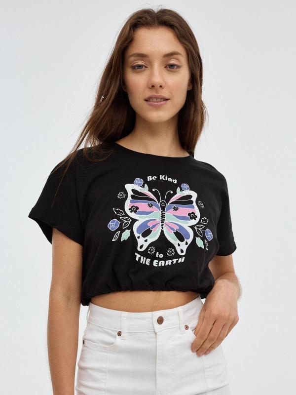 In side Camiseta crop con lazada