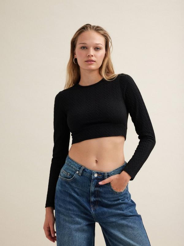 In side Camiseta crop con textura