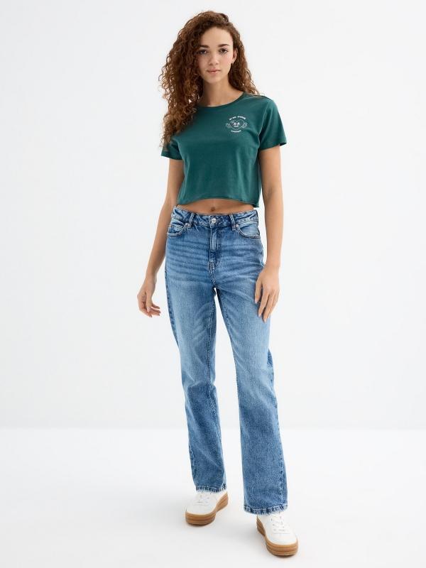 In Side Camiseta Crop Corazón Sonriente