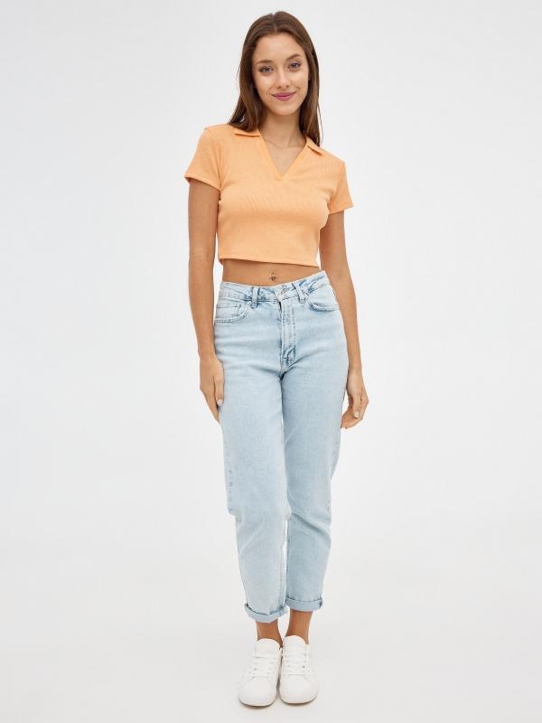 In Side Camiseta Crop Cuello Polo