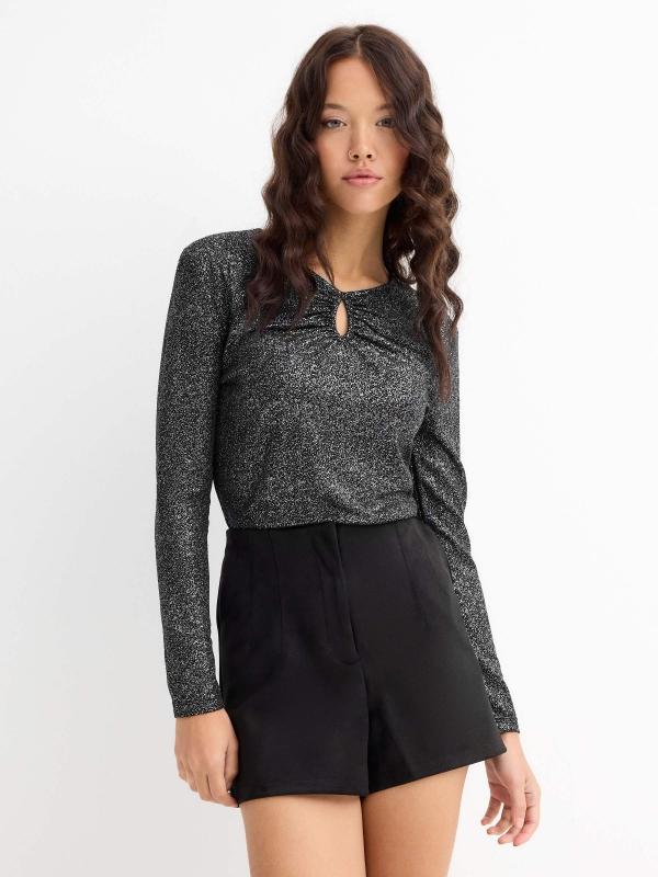 In side Camiseta crop cut out de lurex