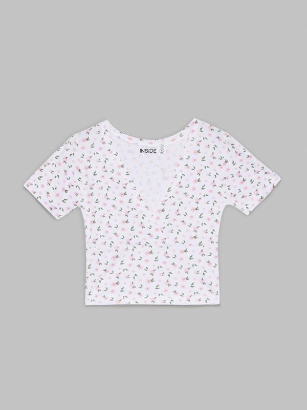 In Side Camiseta Crop Escote Cruzado