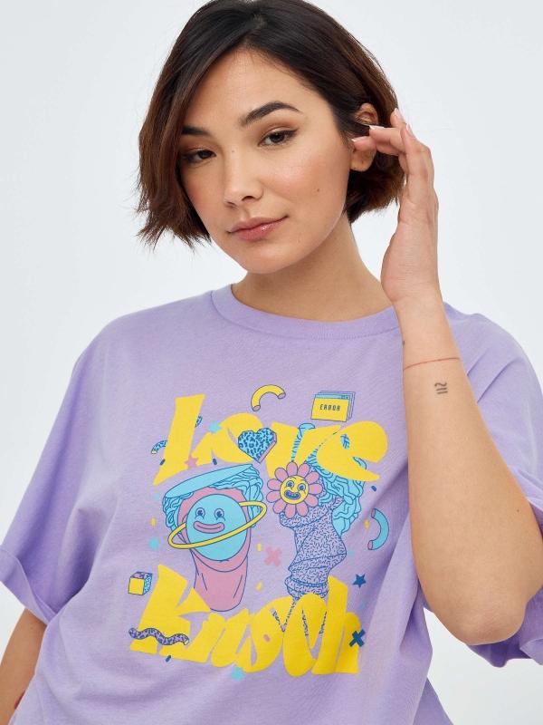 In Side Camiseta Crop Estampada