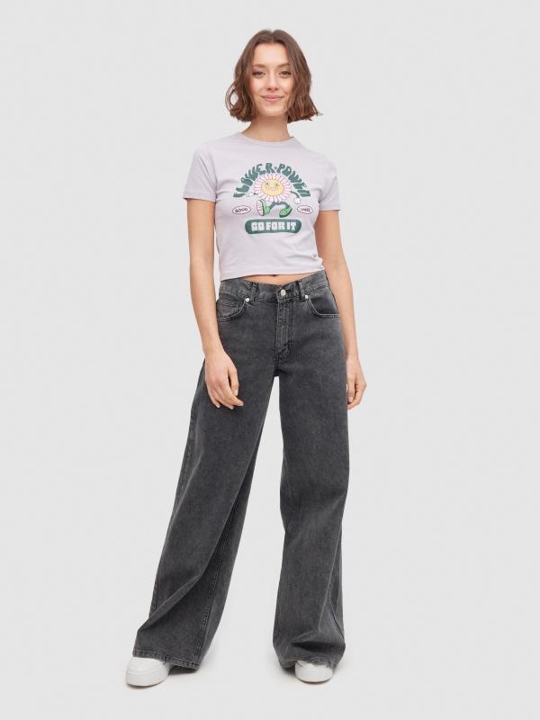 In Side Camiseta Crop Flower Power