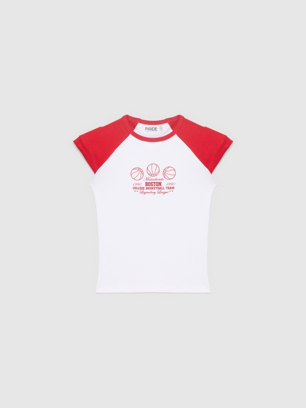 In Side Camiseta Crop Manga Contraste