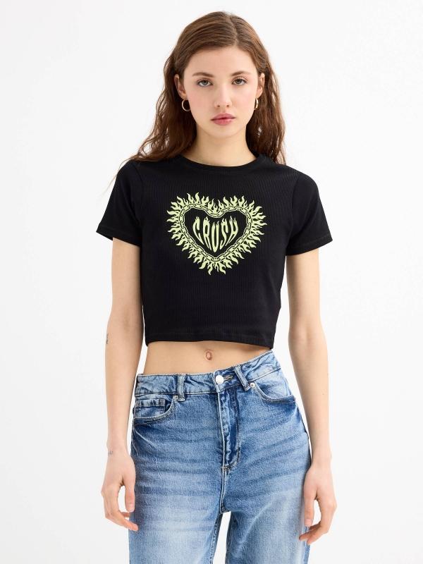 In side Camiseta crop manga corta Crush