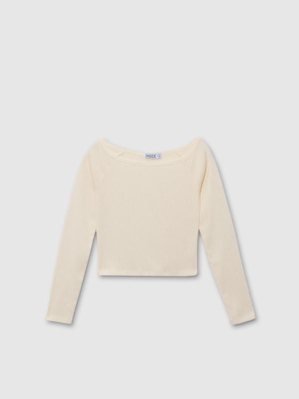 In side Camiseta crop manga larga crepé