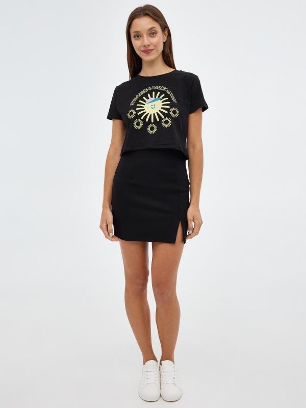 In Side Camiseta Crop Morada