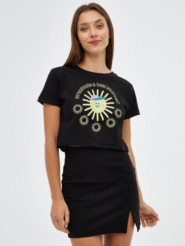 In side Camiseta crop morada