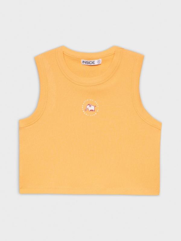 In Side Camiseta Crop Print Elefante