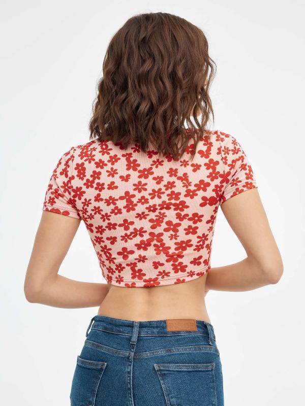 In Side Camiseta Crop Print Flores