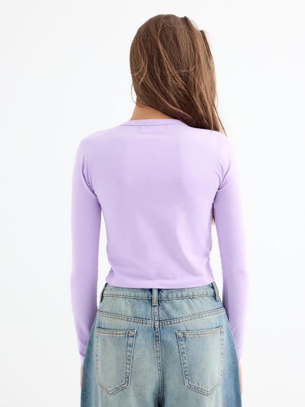 In Side Camiseta Crop Print Morada