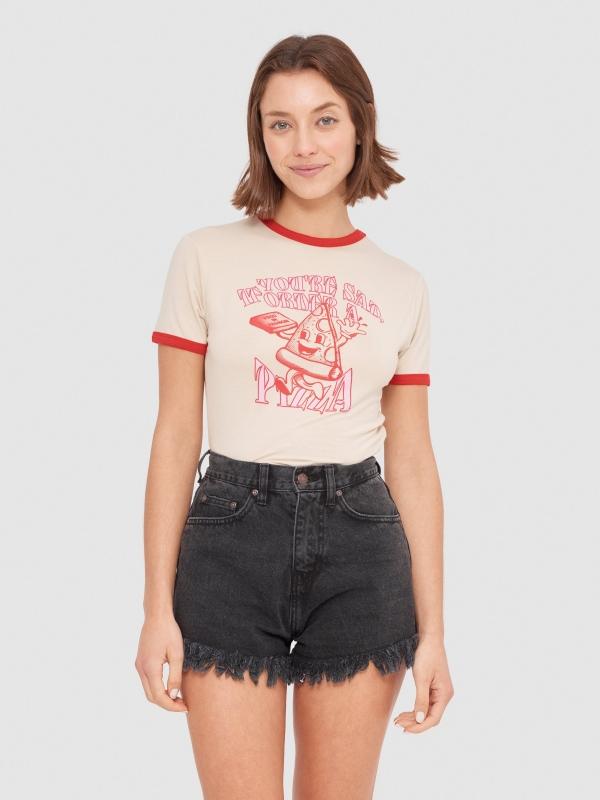 In side Camiseta crop ribetes