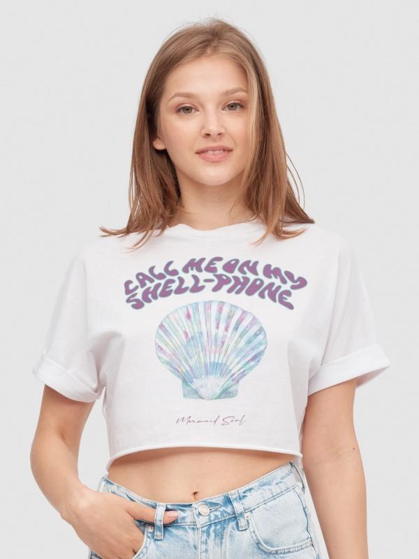 In side Camiseta crop Shell Phone