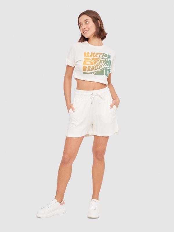 In Side Camiseta Crop Texto Degradado