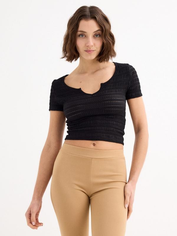 In side Camiseta crop textura