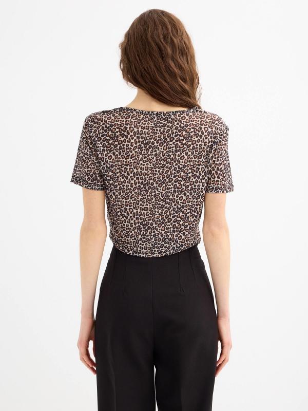 In Side Camiseta Crop Tul Animal Print