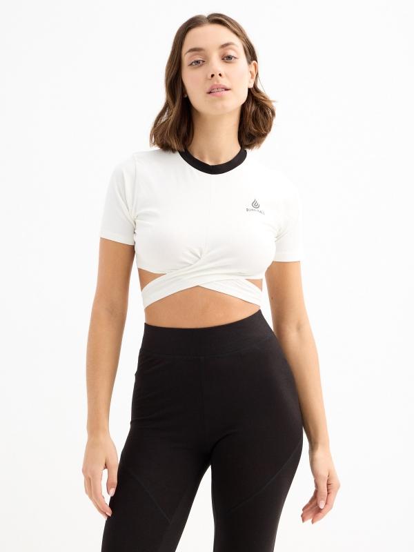 In side Camiseta cropped blanca cut out