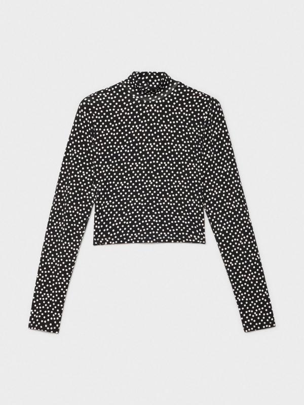 In Side Camiseta Cropped Lunares Cuello Alto