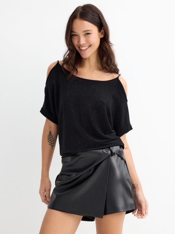 In side Camiseta cuello barco lurex