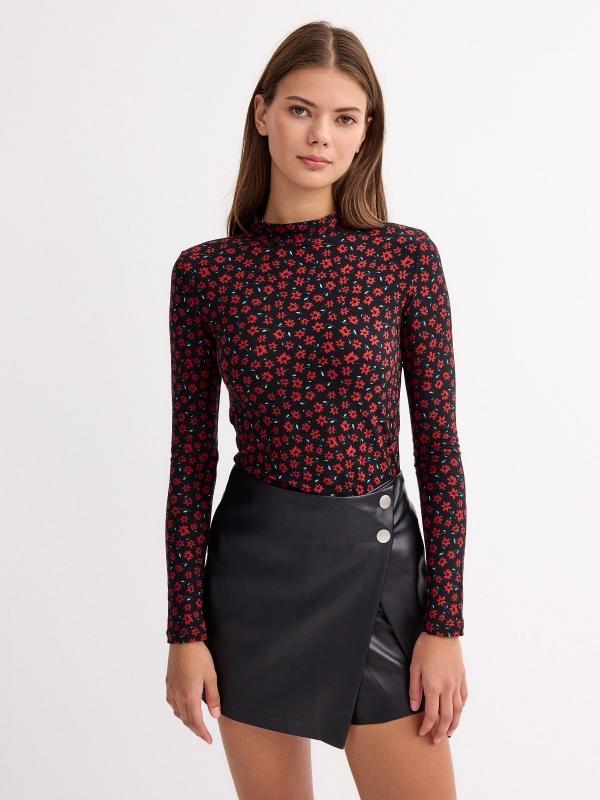 In side Camiseta cuello perkins print floral