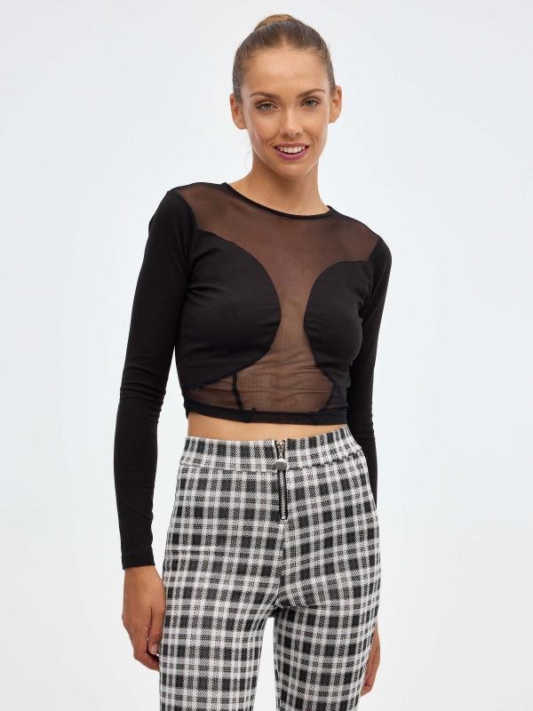 In side Camiseta de mesh con terciopelo