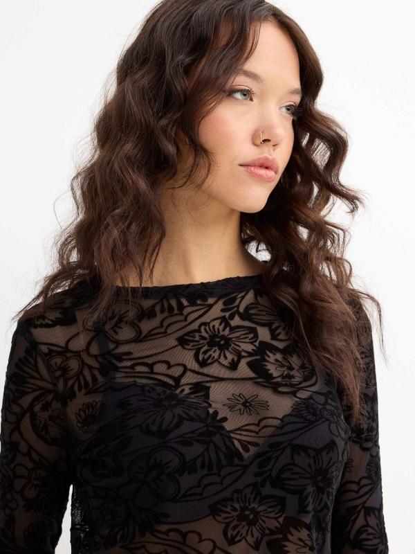 In Side Camiseta De Tul De Flores