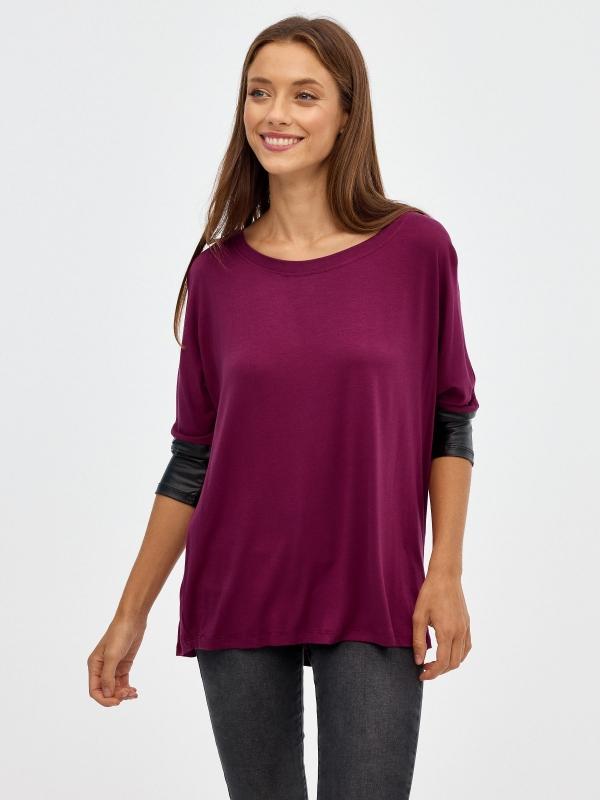 In side Camiseta detalles efecto piel