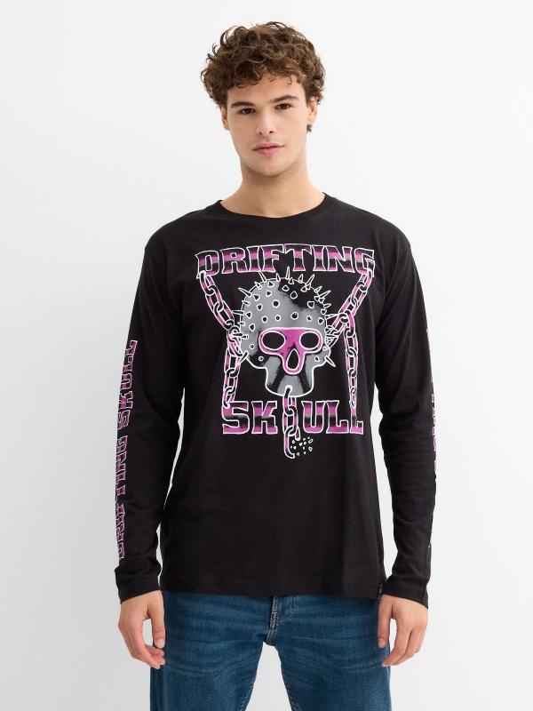 In side Camiseta estampado calavera punk