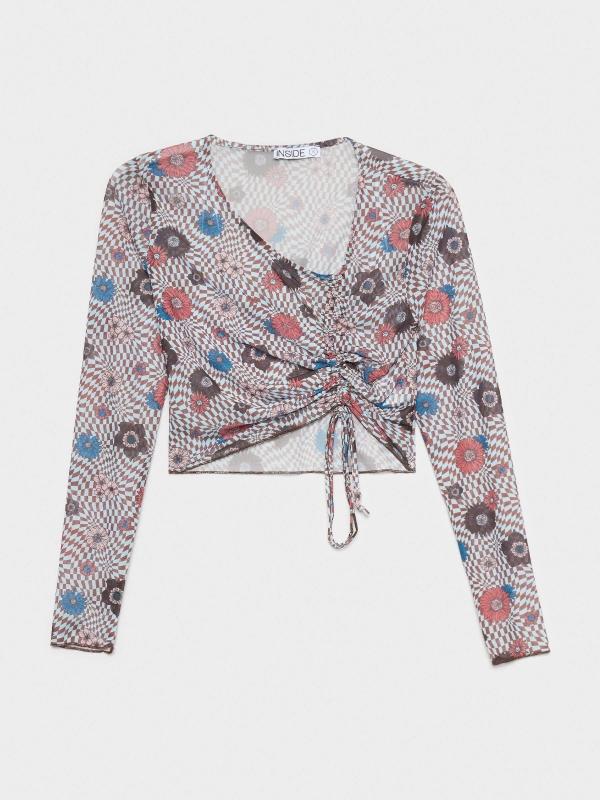 In Side Camiseta Floral Frunce