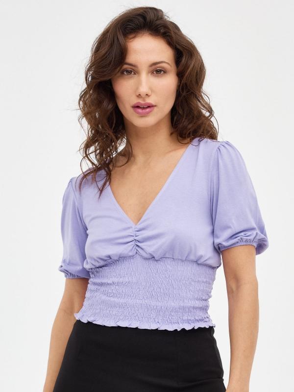 In Side Camiseta Lila Cuello Pico