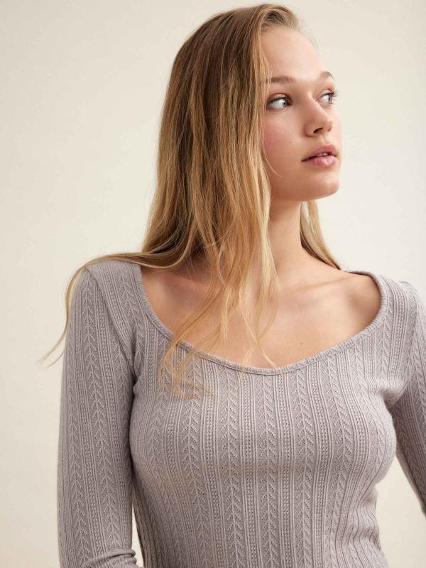 In Side Camiseta Manga 3/4 Con Textura