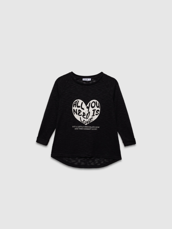 In Side Camiseta Manga 3/4 Negra Gráfico