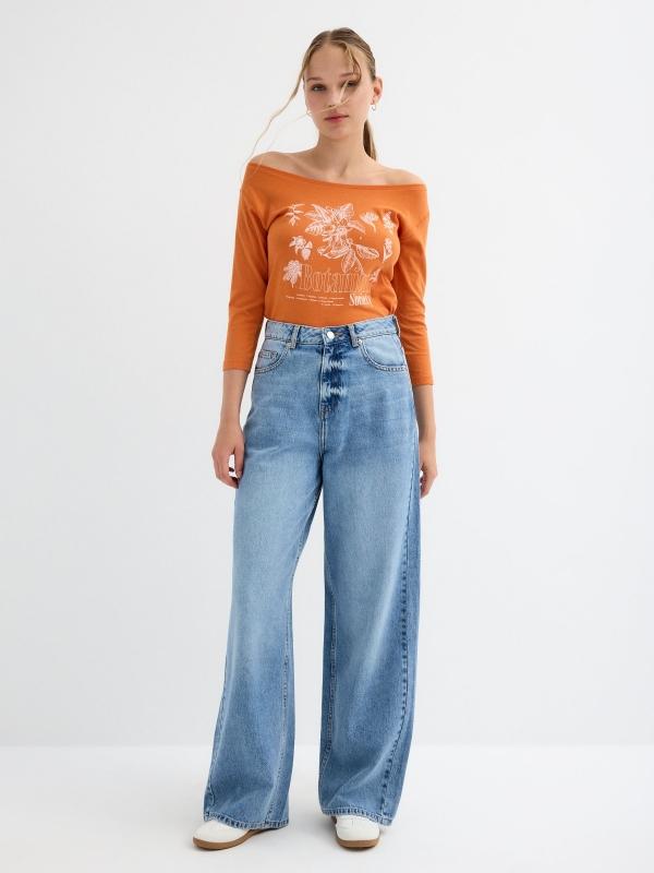 In Side Camiseta Manga 3/4 Print Floral