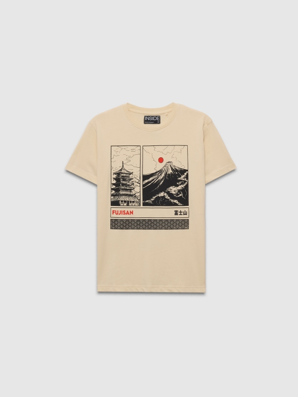 In Side Camiseta Manga Corta Estampado Oriental