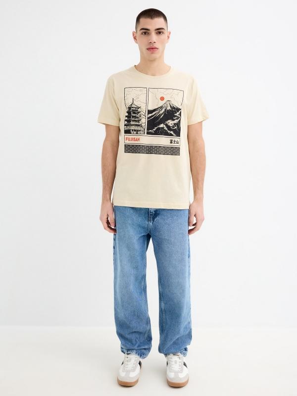 In Side Camiseta Manga Corta Estampado Oriental