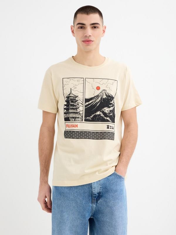 In Side Camiseta Manga Corta Estampado Oriental