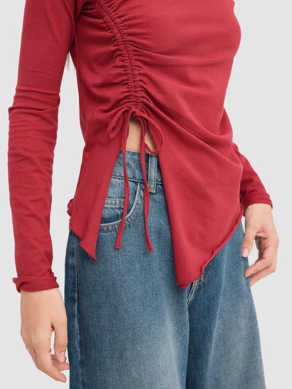 In Side Camiseta Manga Larga Con Fruncido