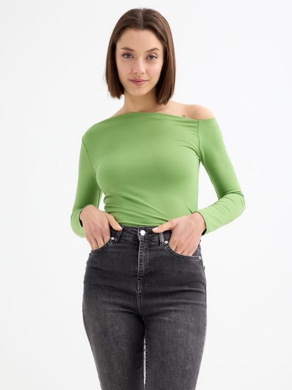 In side Camiseta manga larga cuello drapeado