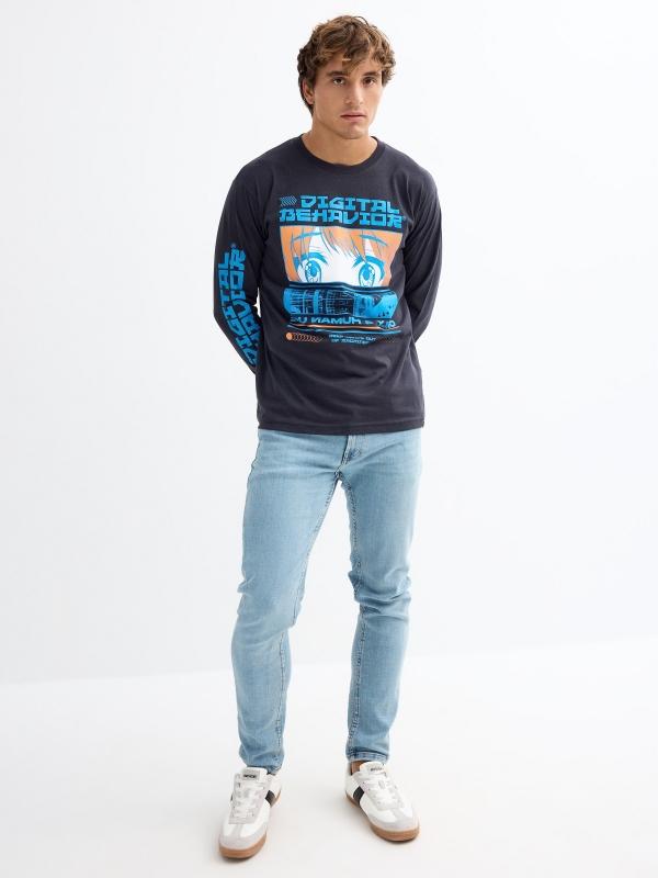 In Side Camiseta Manga Larga Estampado Gráfico