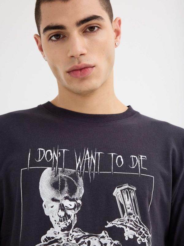 In Side Camiseta Manga Larga Gráficos Gris