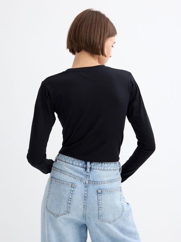 In Side Camiseta Manga Larga Negra Gráfico