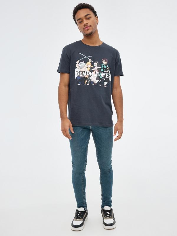 In Side Camiseta Negra Demon Slayer