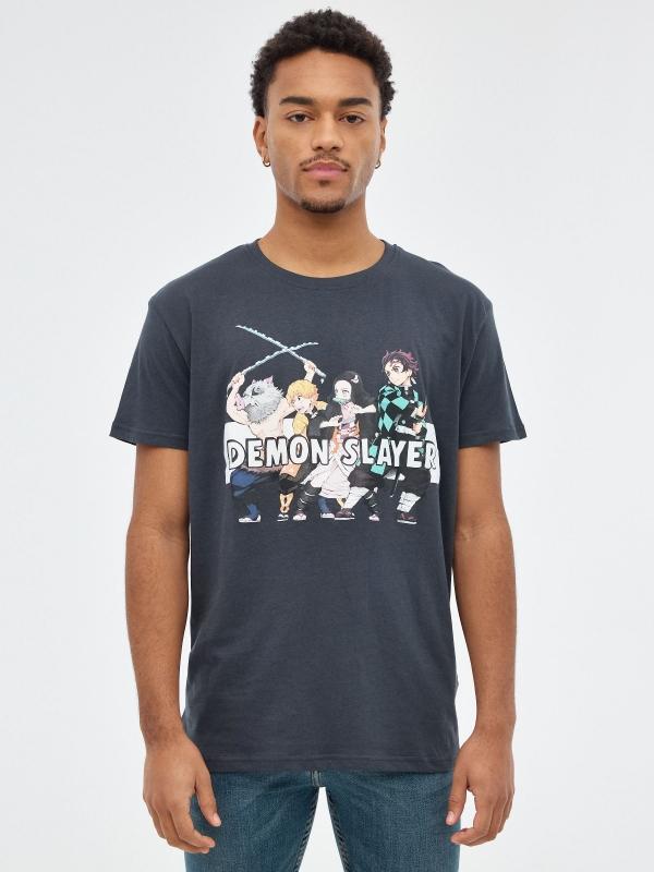 In side Camiseta negra Demon Slayer