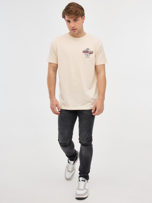 In Side Camiseta Negra Grafico Calavera