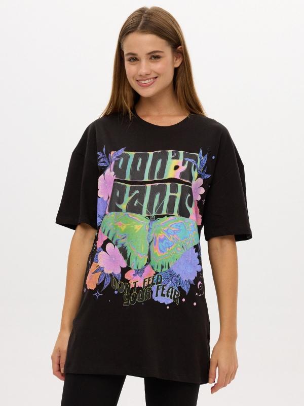 In side Camiseta oversize DON'T PANIC