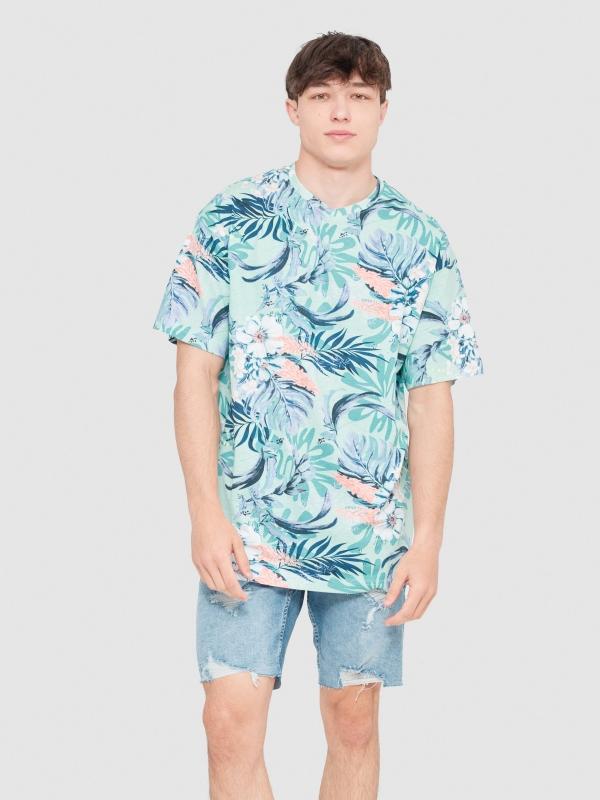 In side Camiseta oversize hawaiana